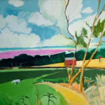 Morecambe Bay with UFO and Scarecrow - bowmanoilpaintings.co.uk