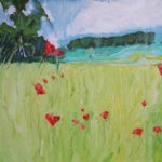 Poppies down near the Lake - bowmanoilpaintings.co.uk