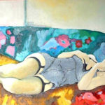 Sofa with Flower Pattern - bowmanoilpaintings.co.uk