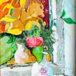 Studio Window with Red Rose - bowmanoilpaintings.co.uk