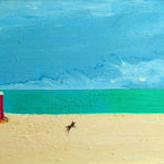 Solitary: With Dog and Crescent Moon - bowmanoilpaintings.co.uk