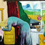 Interior with Rose in Green Vase - bowmanoilpaintings.co.uk